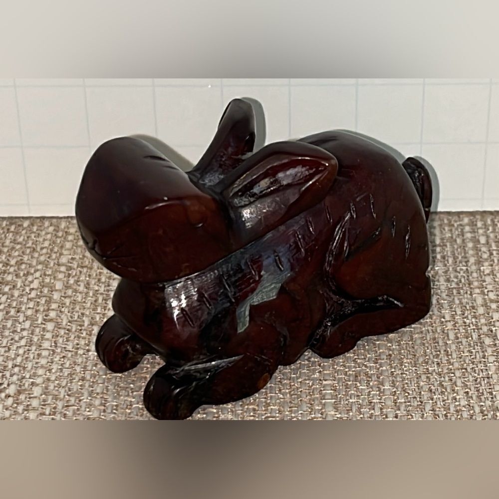 Vintage hand carved rabbit bunny hare figurine natural stone yoga Chinese Zodiac - Picture 3 of 12